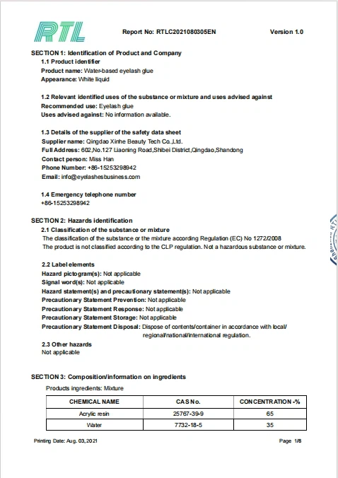Certificate and Test Report